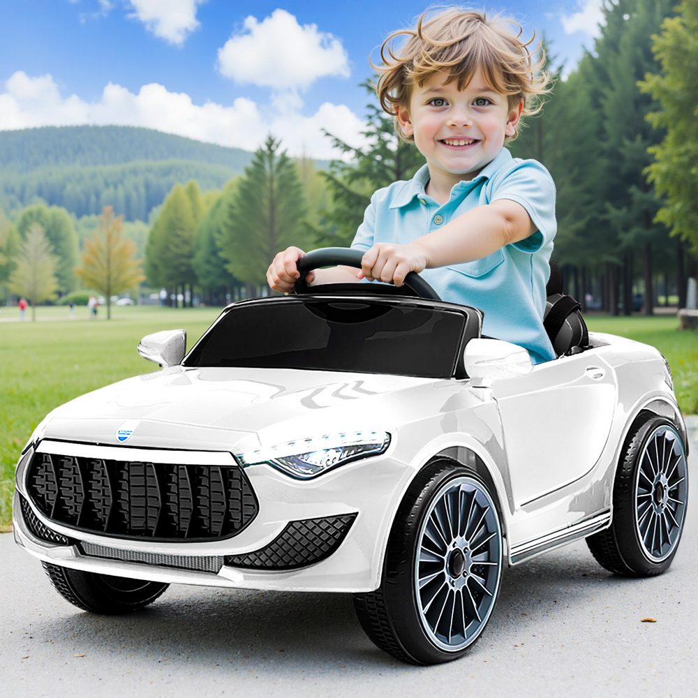 RCAR-MASRT-S-WH-13927-07 Rigo Kids Electric Ride On Car Cars Music Headlight Remote Control 12V White - Image 1