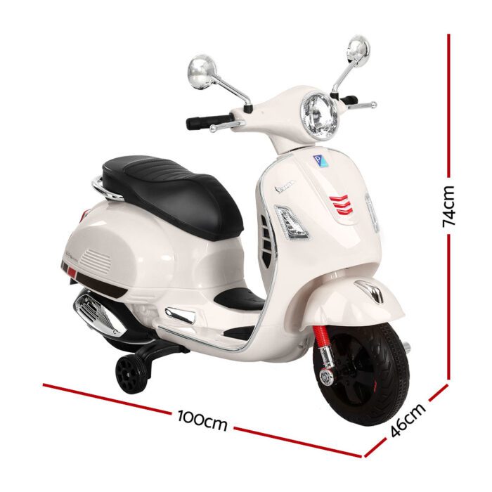 Kids Electric Ride On Car Motorcycle Motorbike Vespa Licensed GTS White - Image 2
