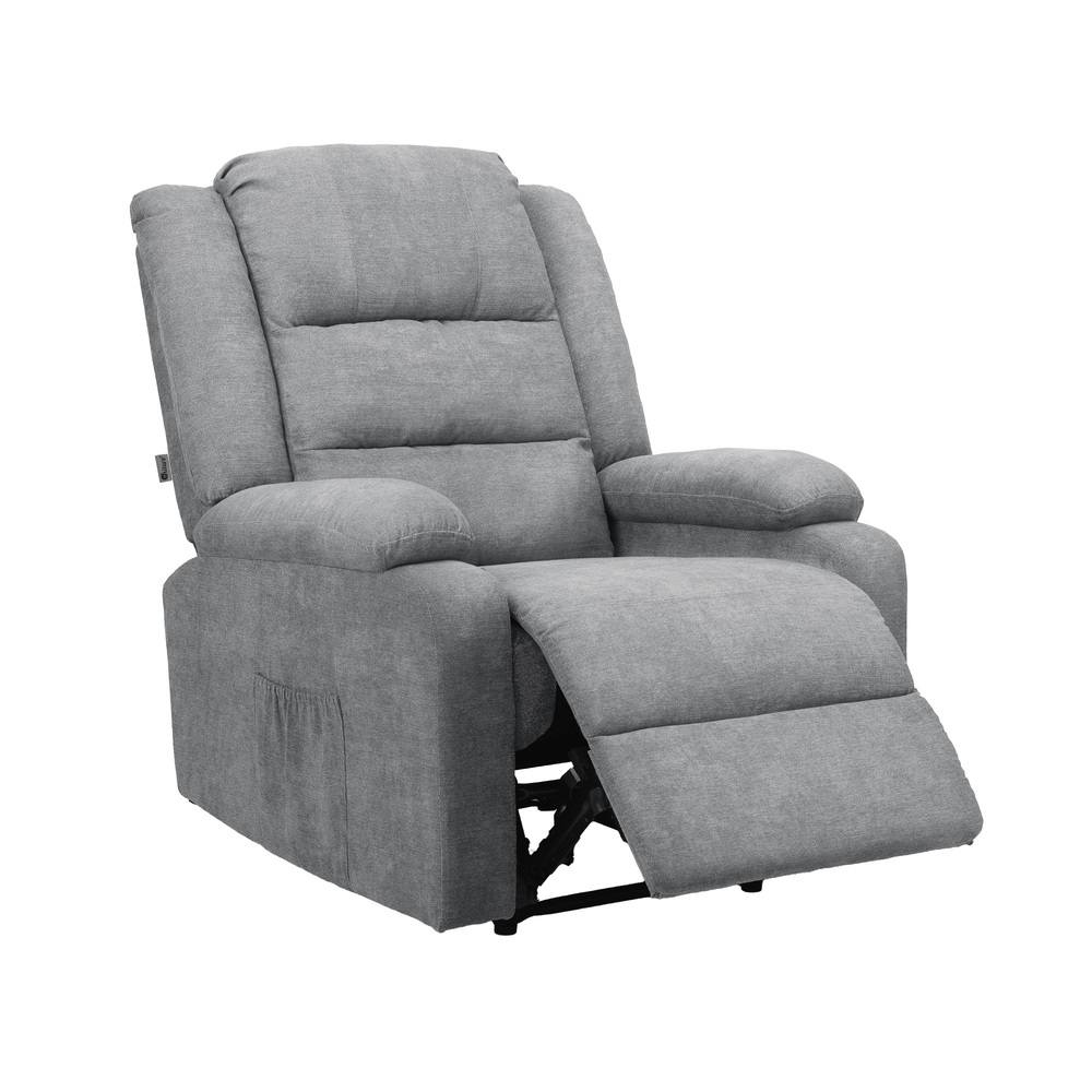 RCH-B2-NICE-GY-AB-01 Oikiture Recliner Chair Padded Lounge With Side Pocket Polyester Grey - Image 1