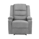 Oikiture Recliner Chair Padded Lounge With Side Pocket Polyester Grey - Image 3