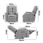 Oikiture Recliner Chair Padded Lounge With Side Pocket Polyester Grey - Image 6