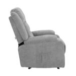 Oikiture Recliner Chair Padded Lounge With Side Pocket Polyester Grey - Image 2
