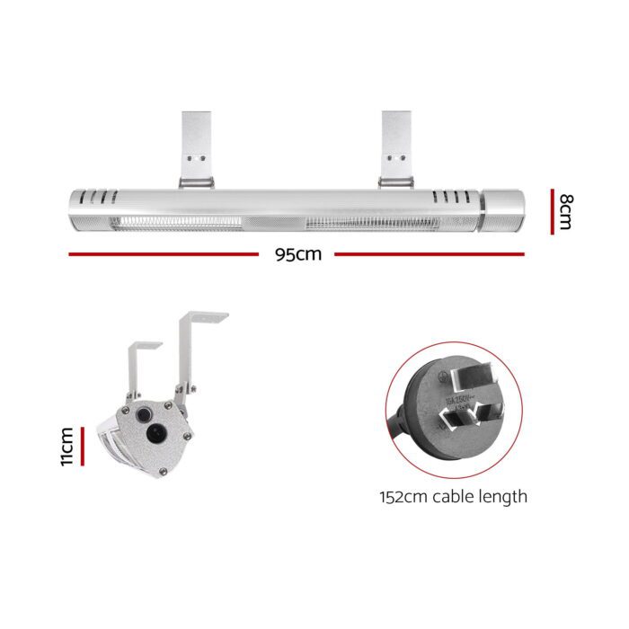 Devanti Electric Strip Heater Infrared Radiant Heaters 3000W - Image 2