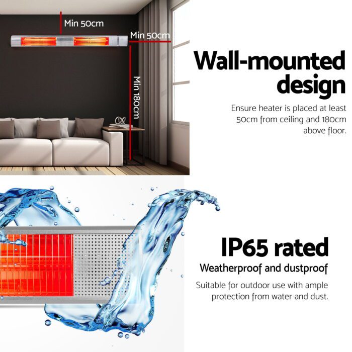 Devanti Electric Strip Heater Infrared Radiant Heaters 3000W - Image 6