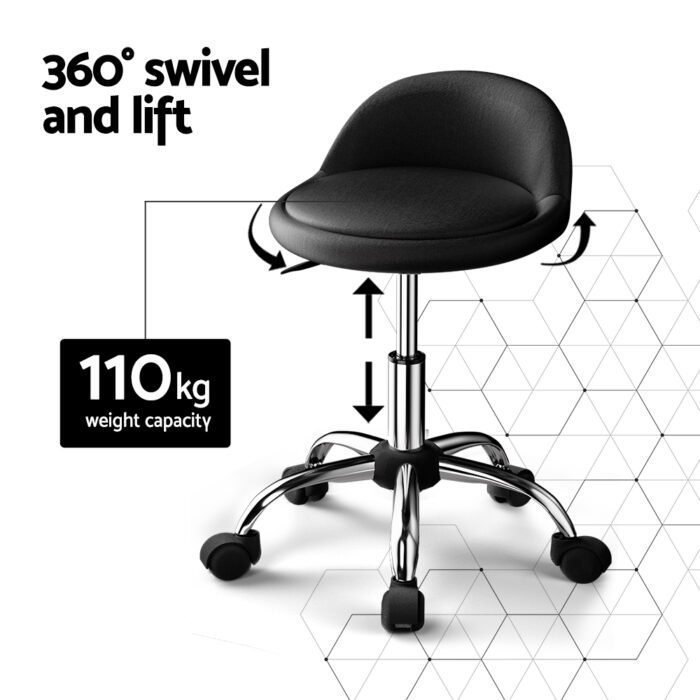 Artiss Salon Stool Swivel Chair Backrest Chairs - Image 4