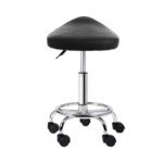Artiss 2x Salon Stool Saddle Swivel Chair Black - Image 3