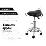 Artiss 2x Salon Stool Saddle Swivel Chair Black - Image 4