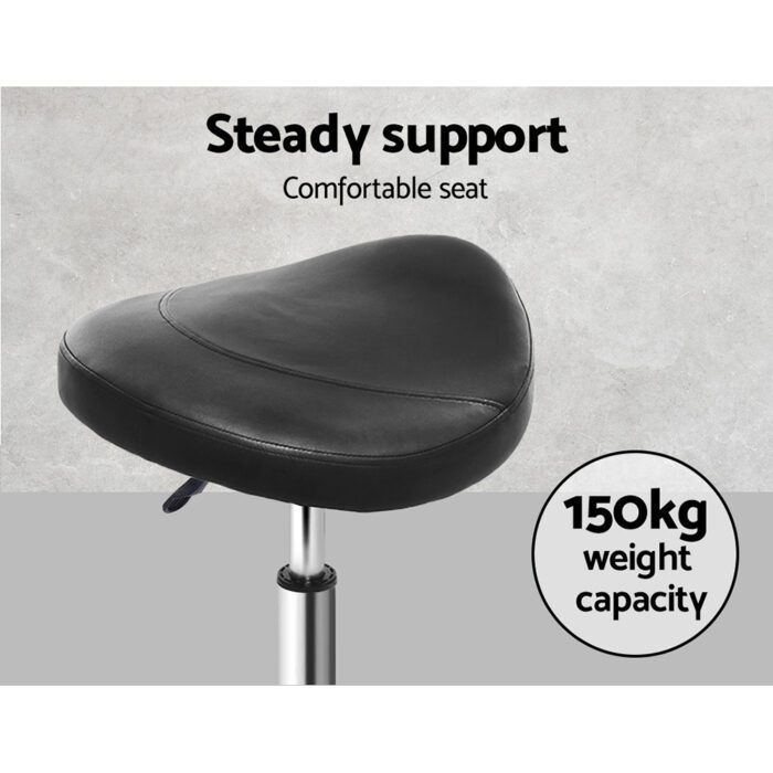 Artiss 2x Salon Stool Saddle Swivel Chair Black - Image 5