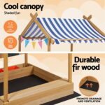 Keezi Kids Sandpit Wooden Sandbox Sand Pit with Canopy Water Basin Toys 146cm - Image 4