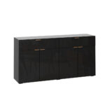 Oikiture Sideboard High Gloss 4 Doors 2 Drawers Black