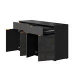 Oikiture Sideboard High Gloss 4 Doors 2 Drawers Black - Image 7