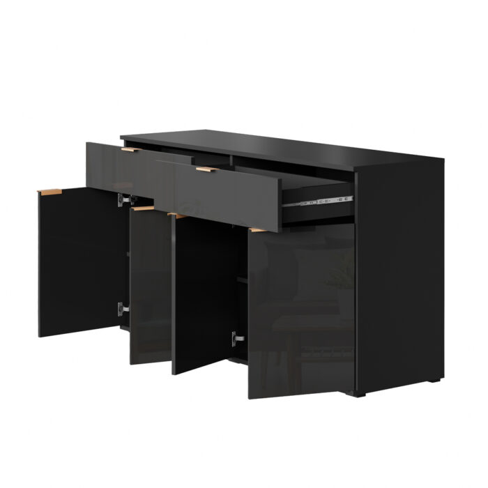 Oikiture Sideboard High Gloss 4 Doors 2 Drawers Black - Image 7