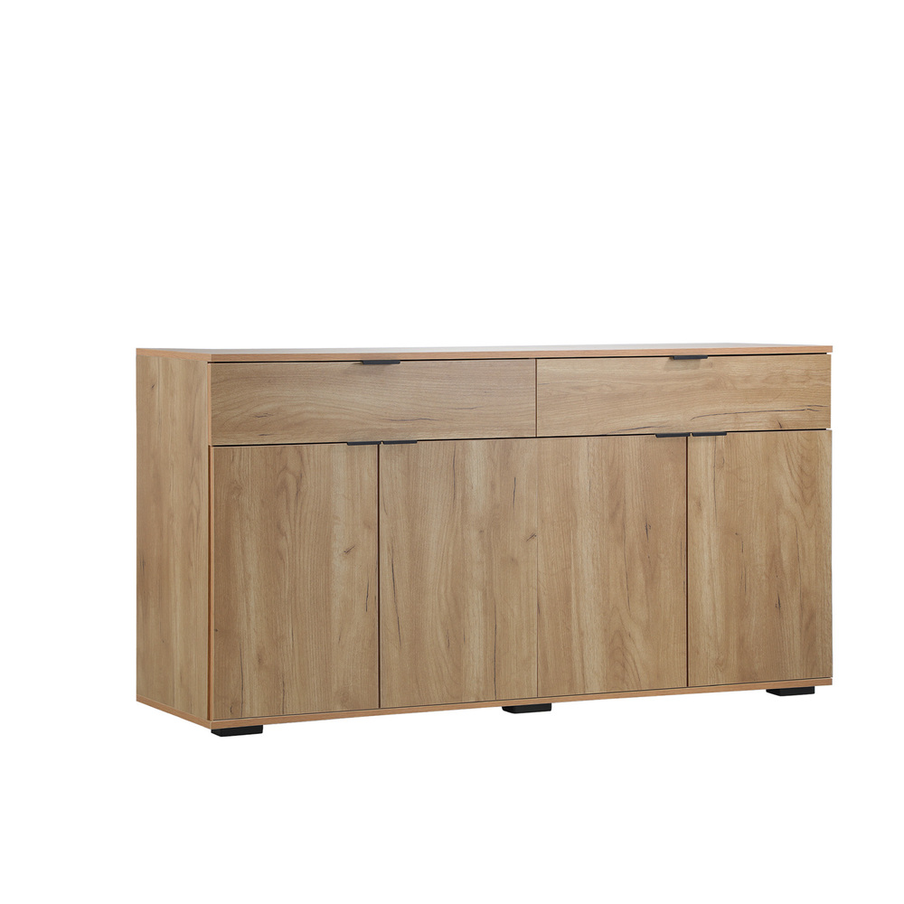 SB-BD-KEY-WD-AB-01 Oikiture Sideboard 4 Doors 2 Drawers Natural - Image 1