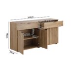 Oikiture Sideboard 4 Doors 2 Drawers Natural - Image 2