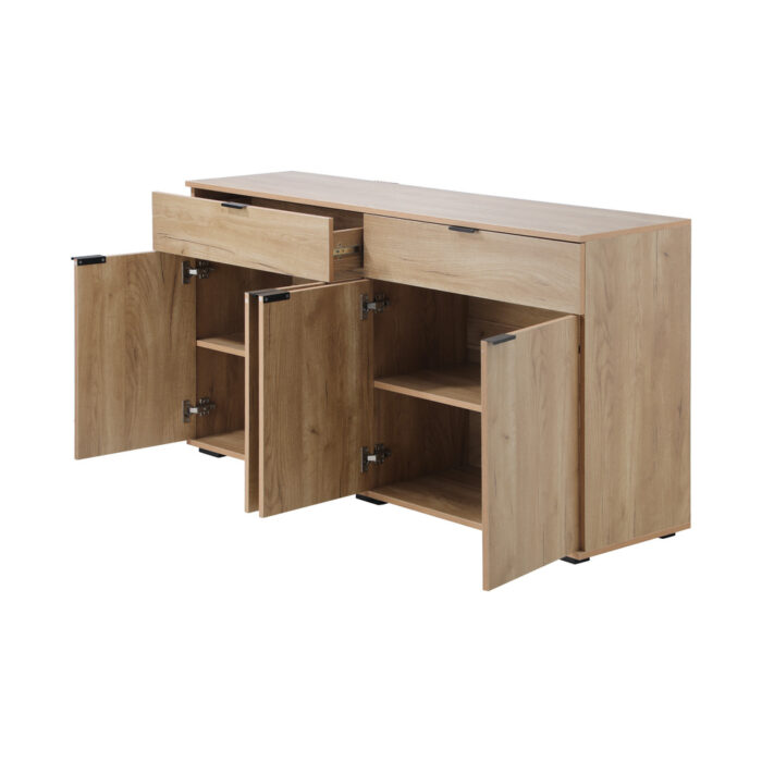 Oikiture Sideboard 4 Doors 2 Drawers Natural - Image 8