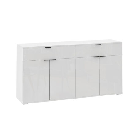 Oikiture Sideboard High Gloss 4 Doors 2 Drawers White