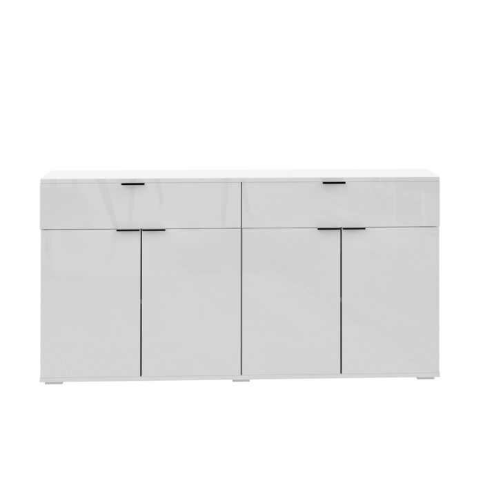 Oikiture Sideboard High Gloss 4 Doors 2 Drawers White - Image 7
