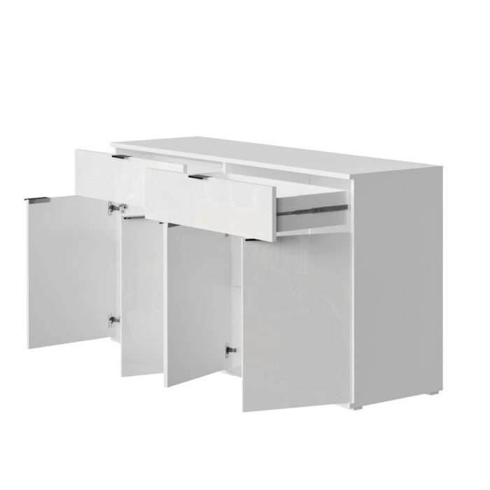 Oikiture Sideboard High Gloss 4 Doors 2 Drawers White - Image 5