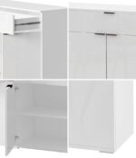 Oikiture Sideboard High Gloss 4 Doors 2 Drawers White - Image 8