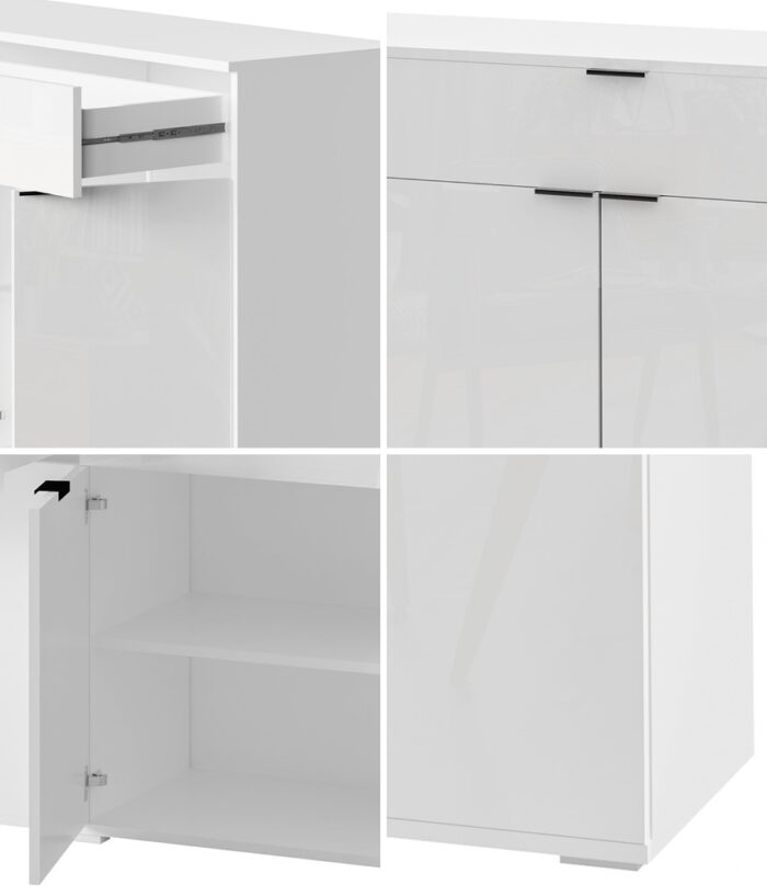 Oikiture Sideboard High Gloss 4 Doors 2 Drawers White - Image 8