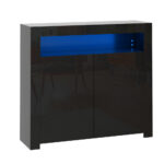 Oikiture Buffet Sideboard LED RGB High Gloss 2 Doors Black