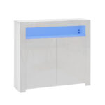 Oikiture Buffet Sideboard LED RGB High Gloss 2 Doors White