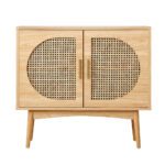 Oikiture Rattan Sideboard Hallway Shelf Wood - Image 7