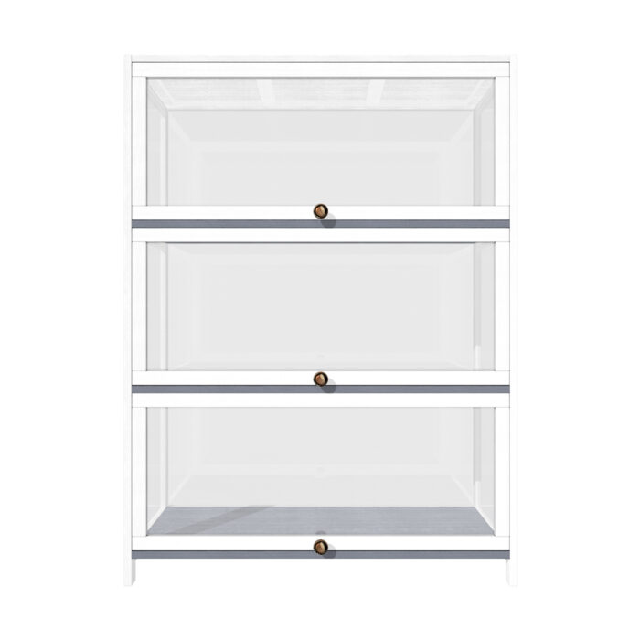 Oikiture Display Cabinet 3 Tiers Clear Door White - Image 4