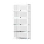 Oikiture Display Cabinet 5 Tiers Clear Door White