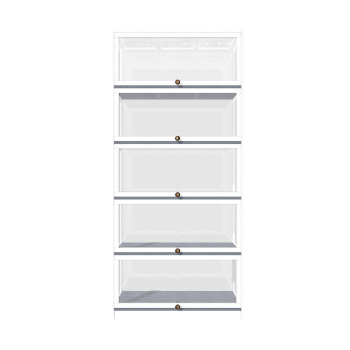 Oikiture Display Cabinet 5 Tiers Clear Door White - Image 4