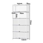 Oikiture Display Cabinet 5 Tiers Clear Door White - Image 2