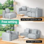 Artiss Modular Sofa Chaise Set 3-Seater Grey - Image 4