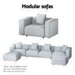 Artiss Modular Sofa Chaise Set 3-Seater Grey - Image 6