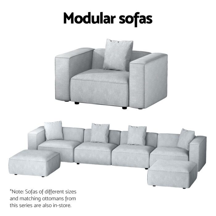 Artiss Modular Sofa Chaise Set 3-Seater Grey - Image 6