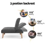 Artiss 2x Sofa Bed Couch Single Seater Fabric Grey - Image 5