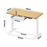 Oikiture 120CM Electric Standing Desk with Drawer Height Adjustable White & Oak - Image 5