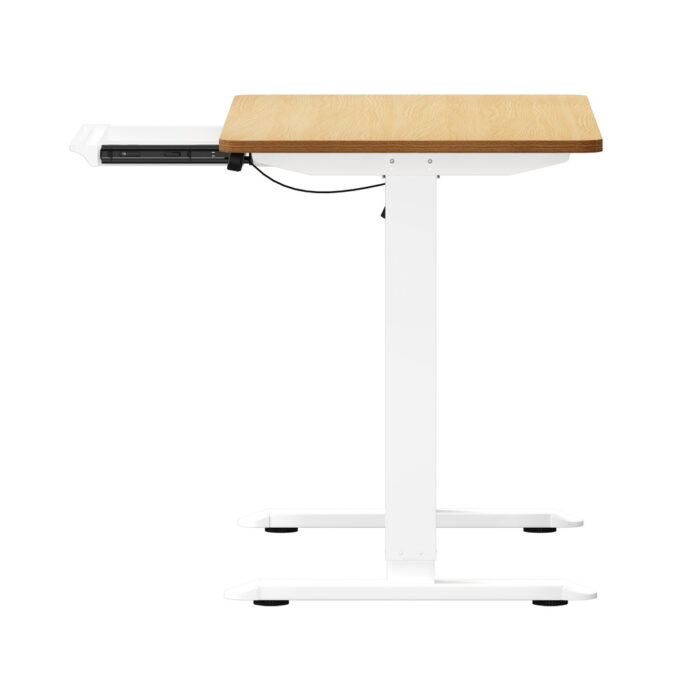 Oikiture 120CM Electric Standing Desk with Drawer Height Adjustable White & Oak - Image 8