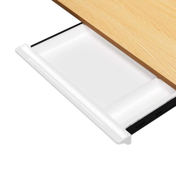 Oikiture 120CM Electric Standing Desk with Drawer Height Adjustable White & Oak - Image 4