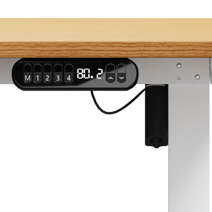 Oikiture 120CM Electric Standing Desk with Drawer Height Adjustable White & Oak - Image 7