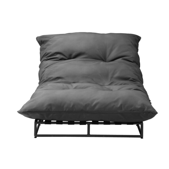 Livsip Outdoor Sun Bed Metal Frame Grey Cushion - Image 5