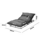 Livsip Outdoor Sun Bed Metal Frame Grey Cushion - Image 7