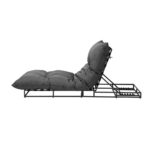Livsip Outdoor Sun Bed Metal Frame Grey Cushion - Image 2