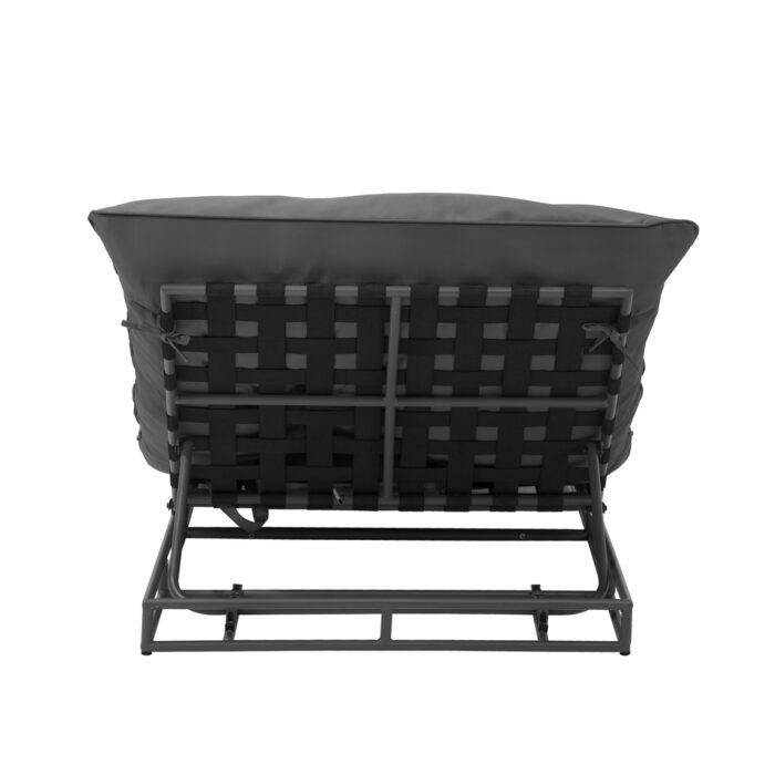 Livsip Outdoor Sun Bed Metal Frame Grey Cushion - Image 9