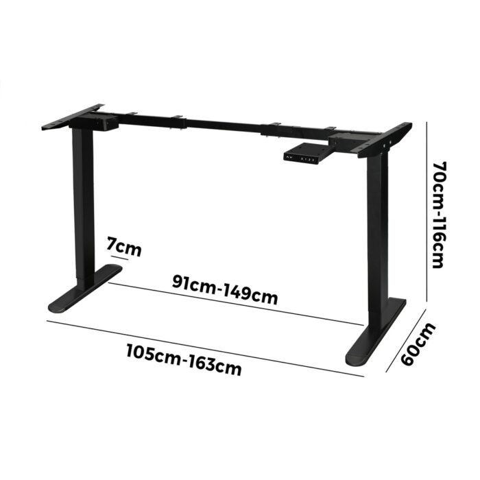Oikiture Sit-stand Desk Frame Adjustable Black - Image 5