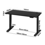 Oikiture Standing Desk Adjustable Motorised 140cm Black - Image 3