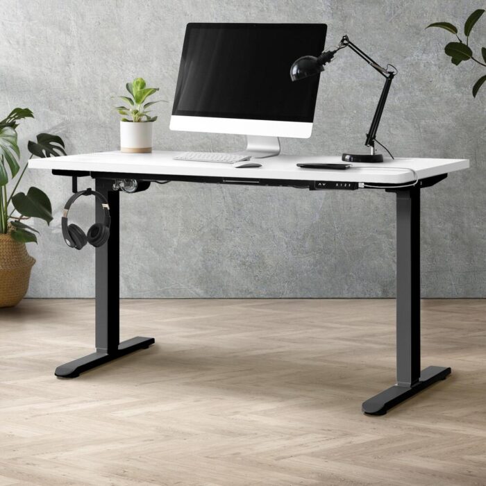 Oikiture Standing Desk Adjustable Motorised 140cm Black&White - Image 2