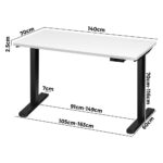 Oikiture Standing Desk Adjustable Motorised 140cm Black&White - Image 4