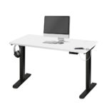 Oikiture Standing Desk Adjustable Motorised 140cm Black&White - Image 6
