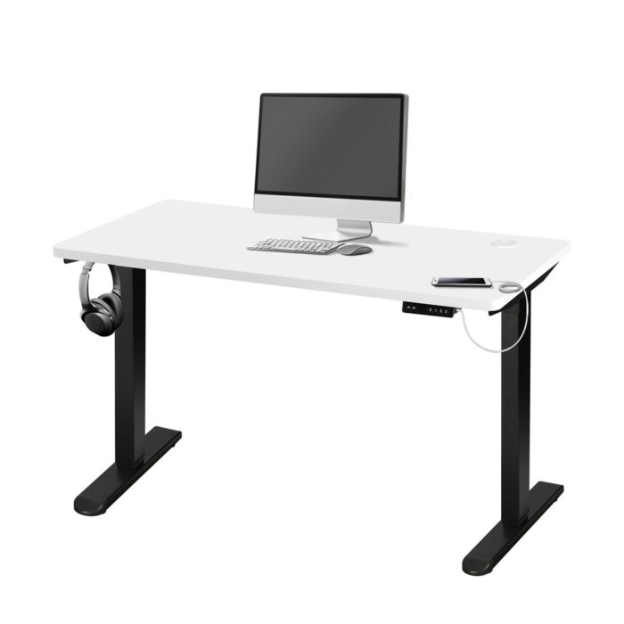 Oikiture Standing Desk Adjustable Motorised 140cm Black&White - Image 6