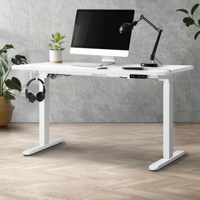 Oikiture Standing Desk Adjustable Motorised 120cm White - Image 4
